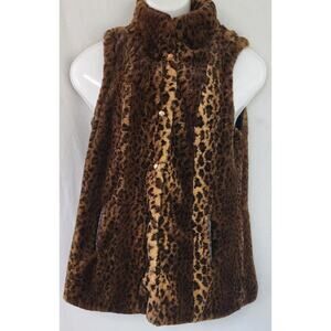 Westport 1962  VTG Reversible Faux Fur Cheeta Animal Print Vest Womens Size XS